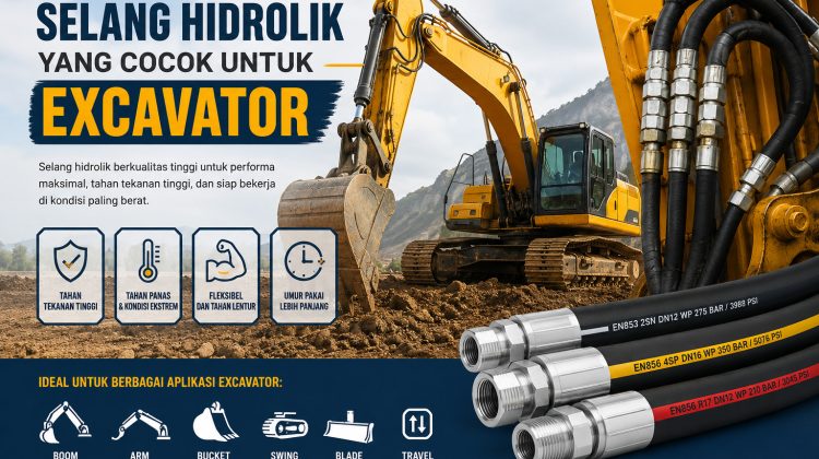 Advertisement banner for excavator hydraulic hoses, featuring a yellow excavator and bold 'EXCAVATOR' text on a construction site.