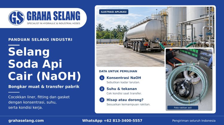Selang Soda Api Cair (NaOH) untuk Bongkar Muat Truk Tangki dan Transfer Pabrik