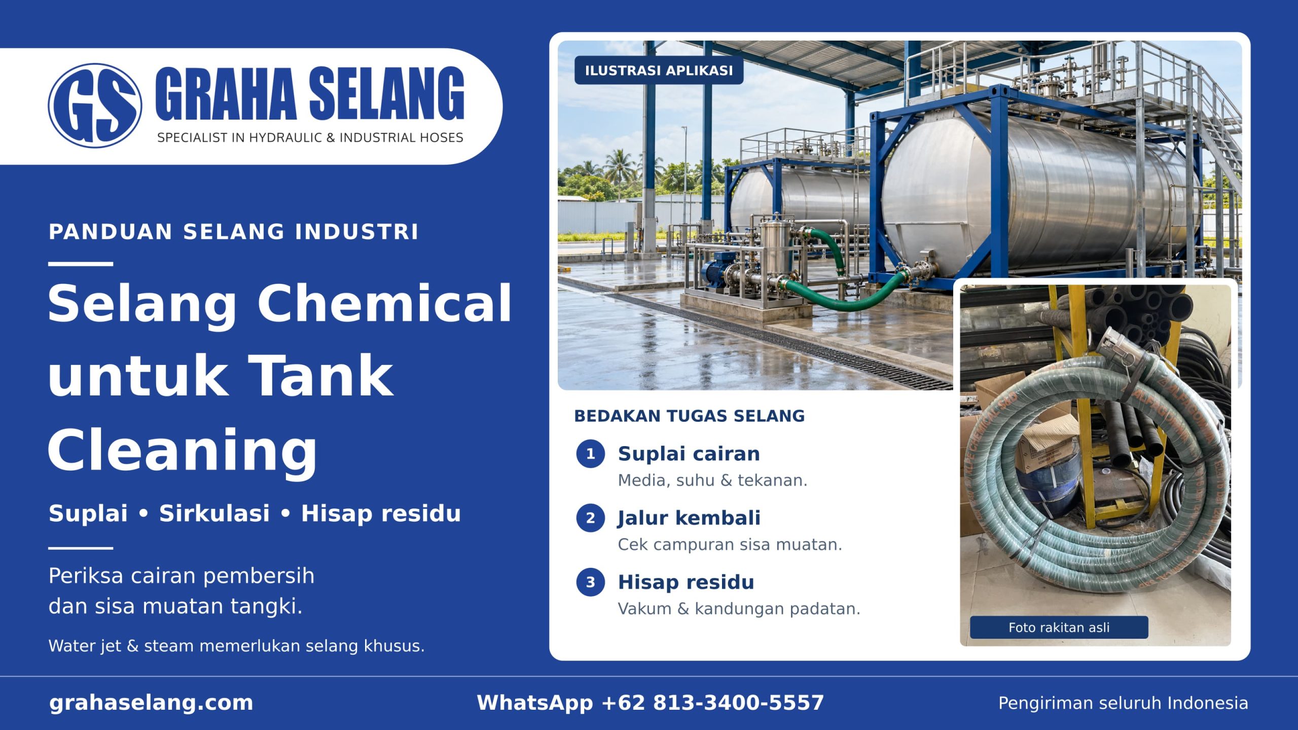 Selang Chemical untuk Tank Cleaning: Transfer Cairan Pembersih dan Penghisapan Sisa Cairan