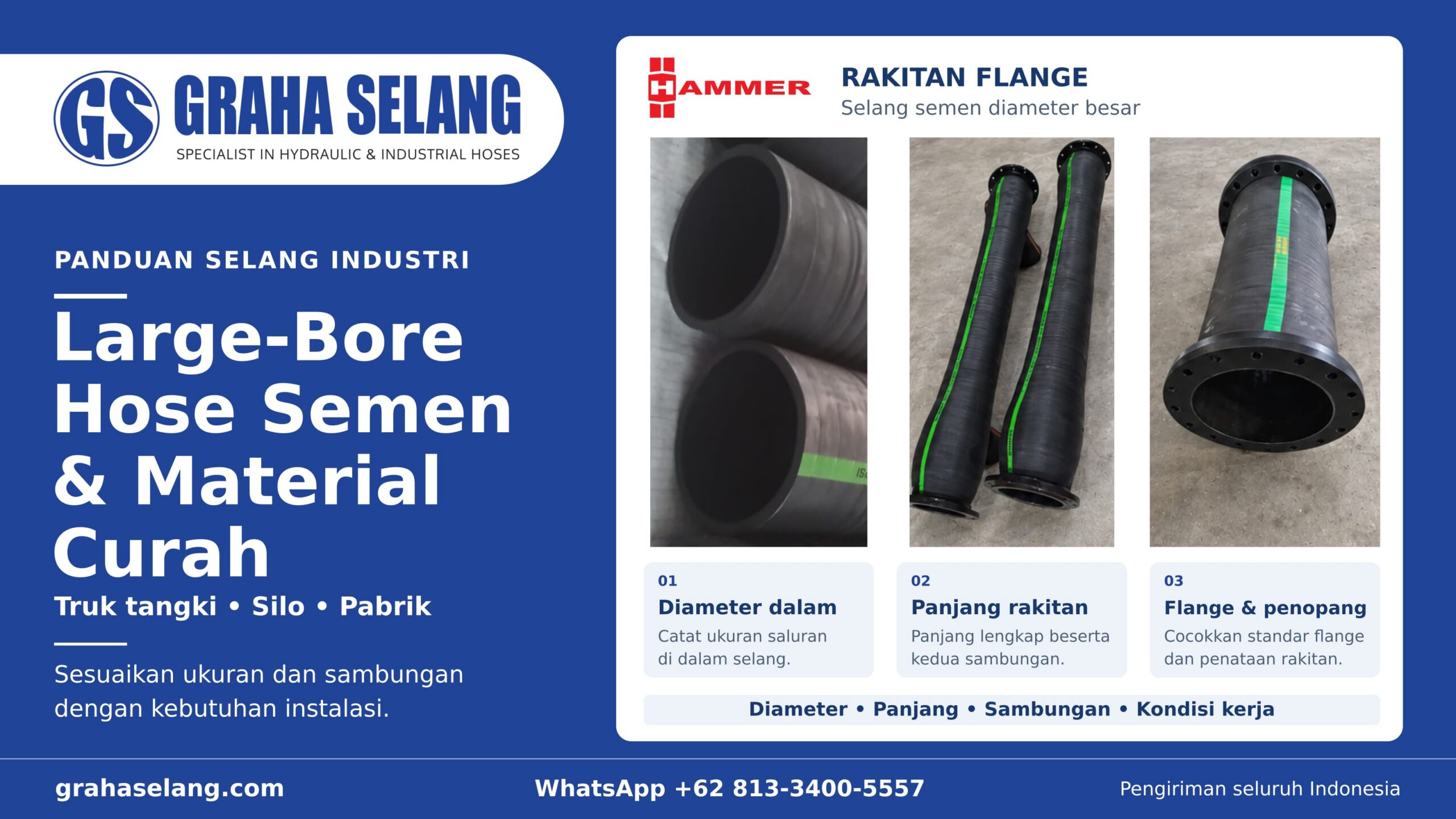 Selang Semen Diameter Besar untuk Truk Tangki dan Silo